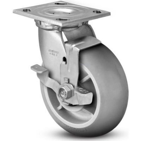 COLSON ¬Æ 4 Series Swivel Plate Caster Rubber Top Lock Brake 6" Dia. 450 Lb. 4.06109.559 BRK7